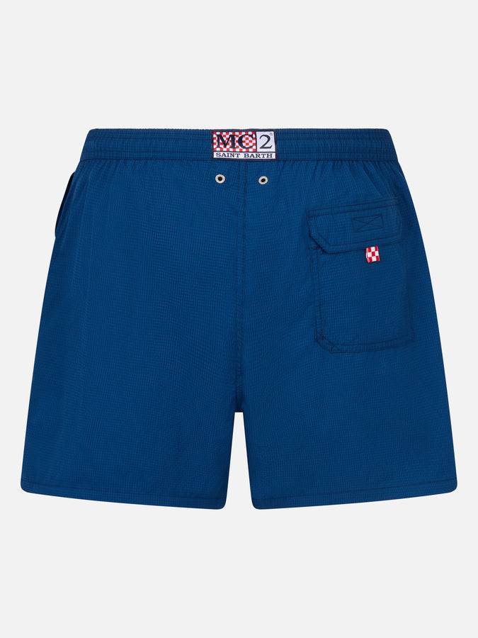 Mc2 Saint Barth Pantaloncino Mare Uomo In Seersucker Patmos