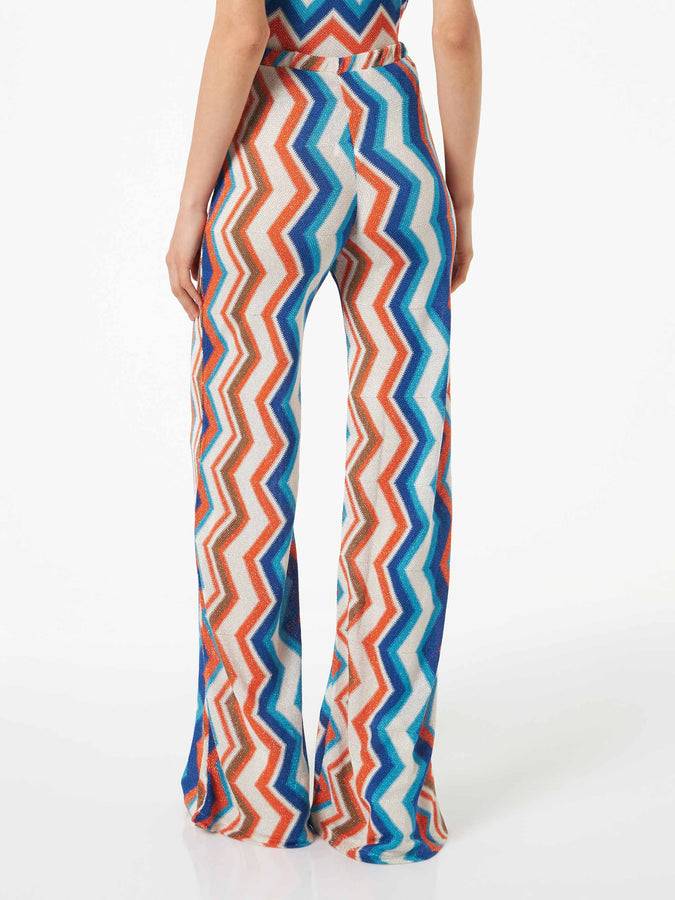 Mc2 Saint Barth Pantalone A Palazzo Da Donna In Maglia Chevron