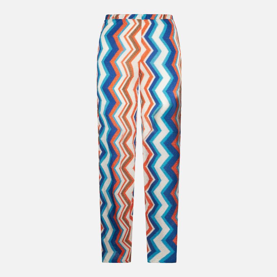 Mc2 Saint Barth Pantalone A Palazzo Da Donna In Maglia Chevron