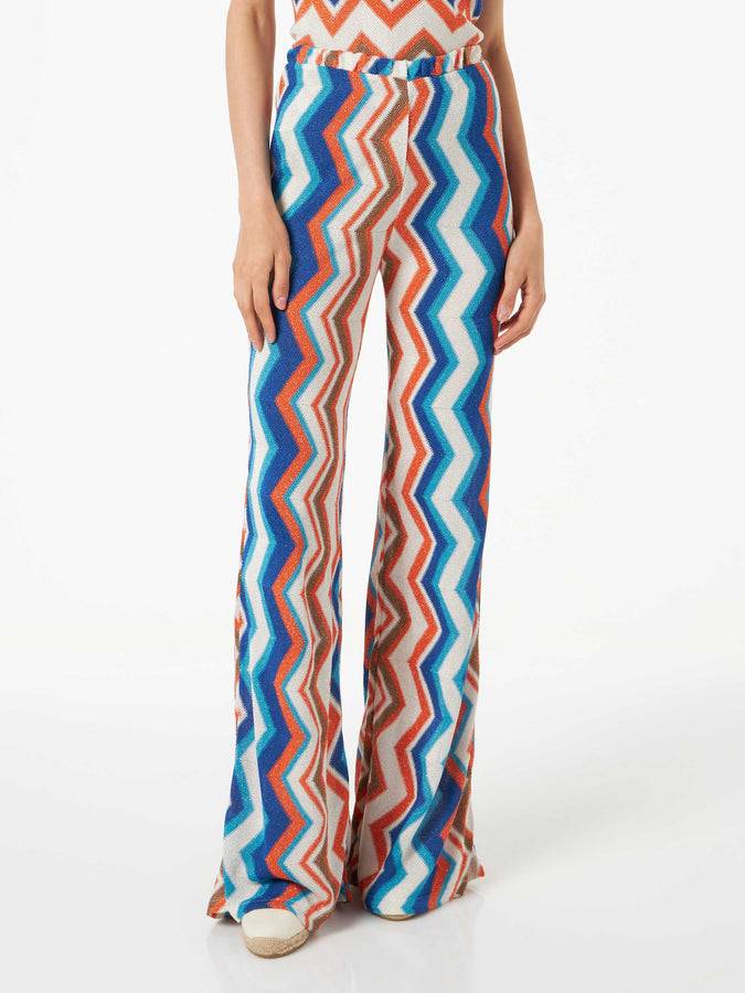 Mc2 Saint Barth Pantalone a palazzo da donna in maglia chevron