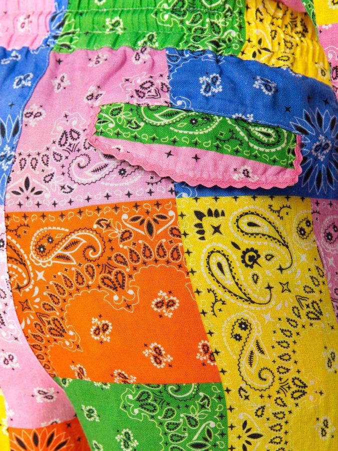 Mc2 Saint Barth Pantalone Da Donna In Lino Con Stampa Bandana Multicolore