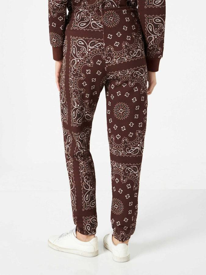 Mc2 Saint Barth Pantalone Donna In Felpa Con Stampa Bandana Marrone
