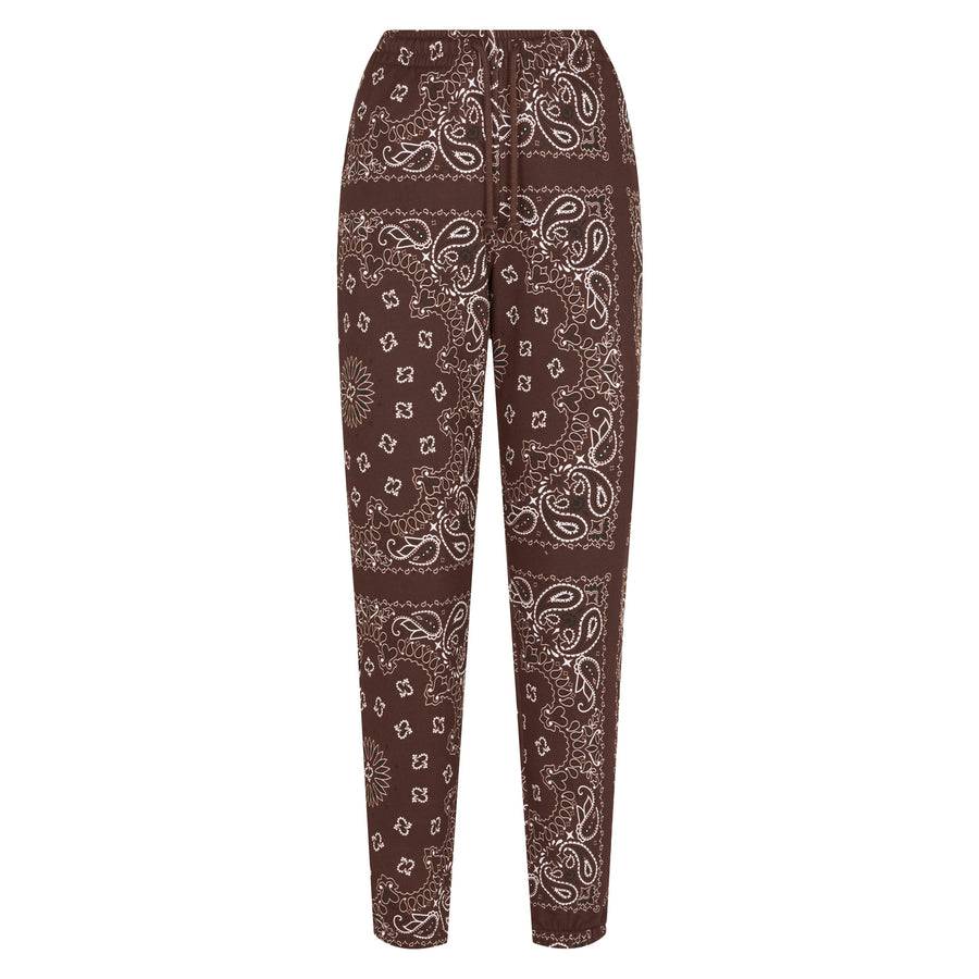 Mc2 Saint Barth Pantalone Donna In Felpa Con Stampa Bandana Marrone
