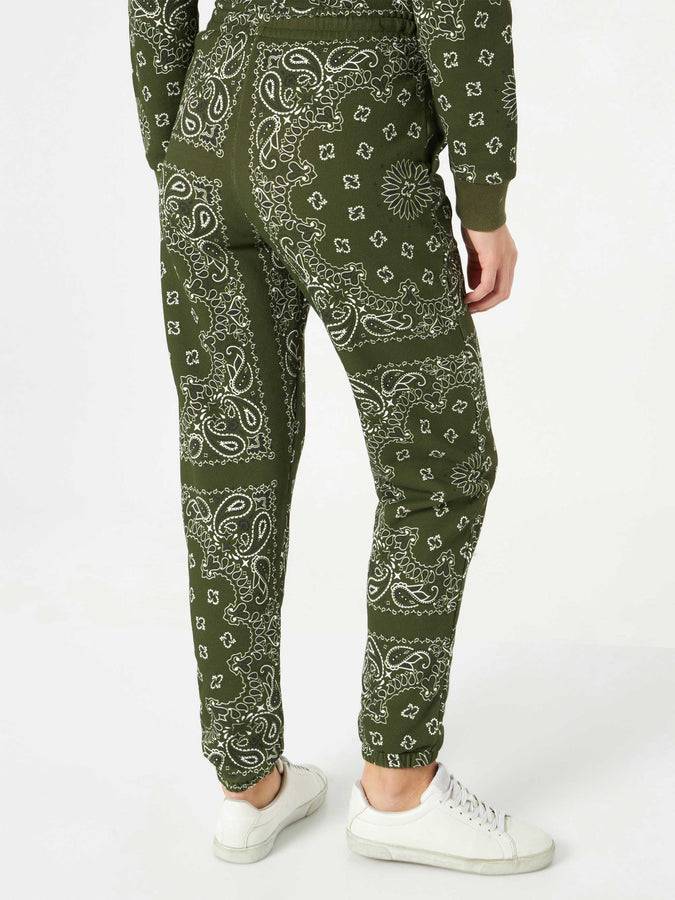 Mc2 Saint Barth Pantalone Donna In Felpa Con Stampa Bandana Verde