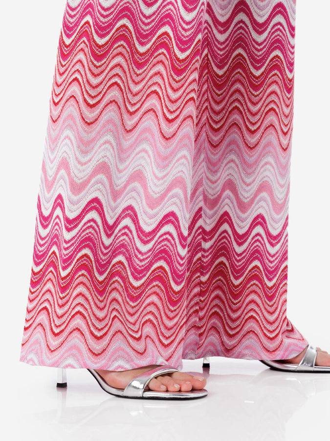 Mc2 Saint Barth Pantalone Donna Rosa A Gamba Larga In Maglia Raschel Amalia
