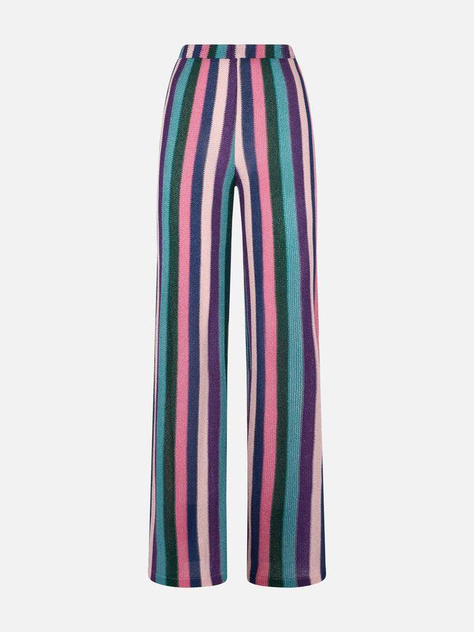 Mc2 Saint Barth Pantaloni A Palazzo In Maglia Multicolore
