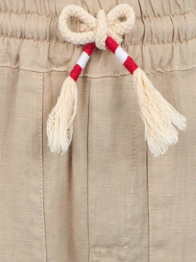 Mc2 Saint Barth Pantaloni Calais Jr Da Bambino In Lino Beige Con Coulisse