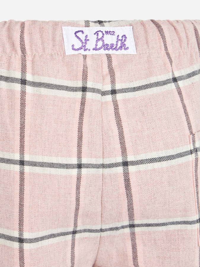 Mc2 Saint Barth Pantaloni Del Pigiama Da Bambina Con Stampa Tartan