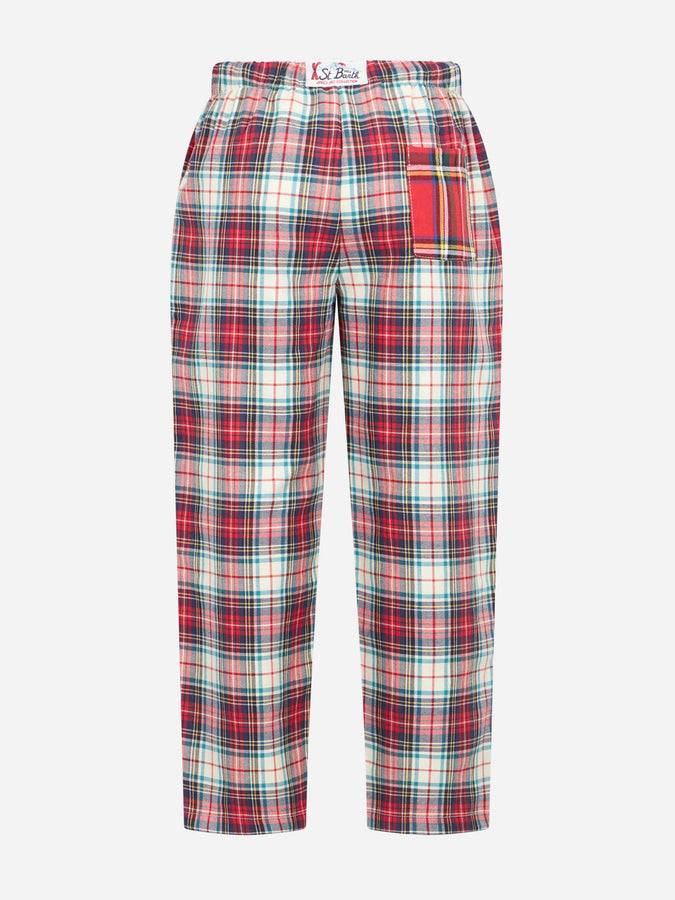 Mc2 Saint Barth Pantaloni Del Pigiama Da Bambino Con Stampa Tartan