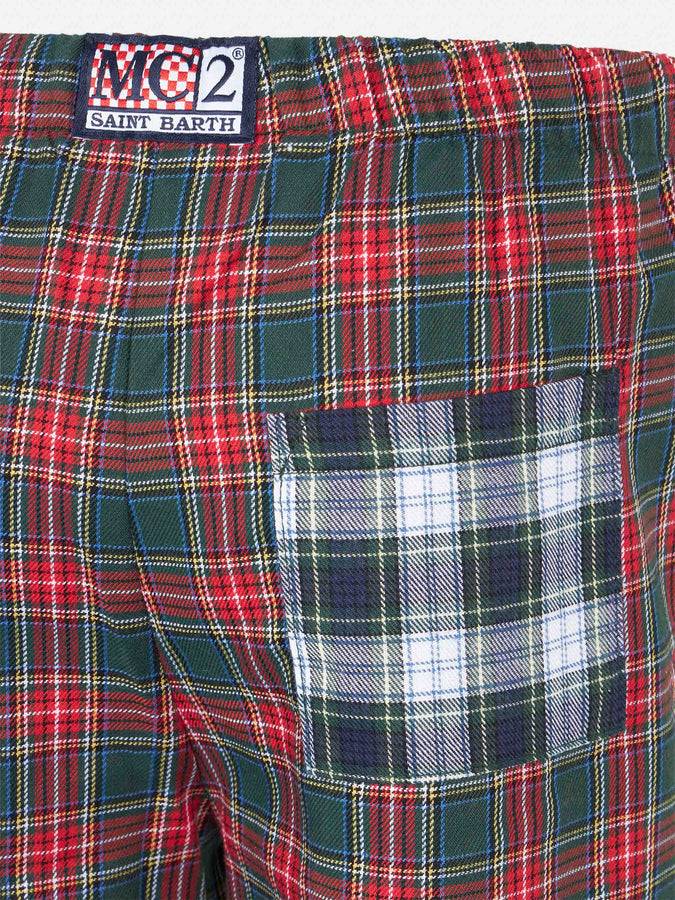 Mc2 Saint Barth Pantaloni Pigiama Da Bambina Con Stampa Tartan