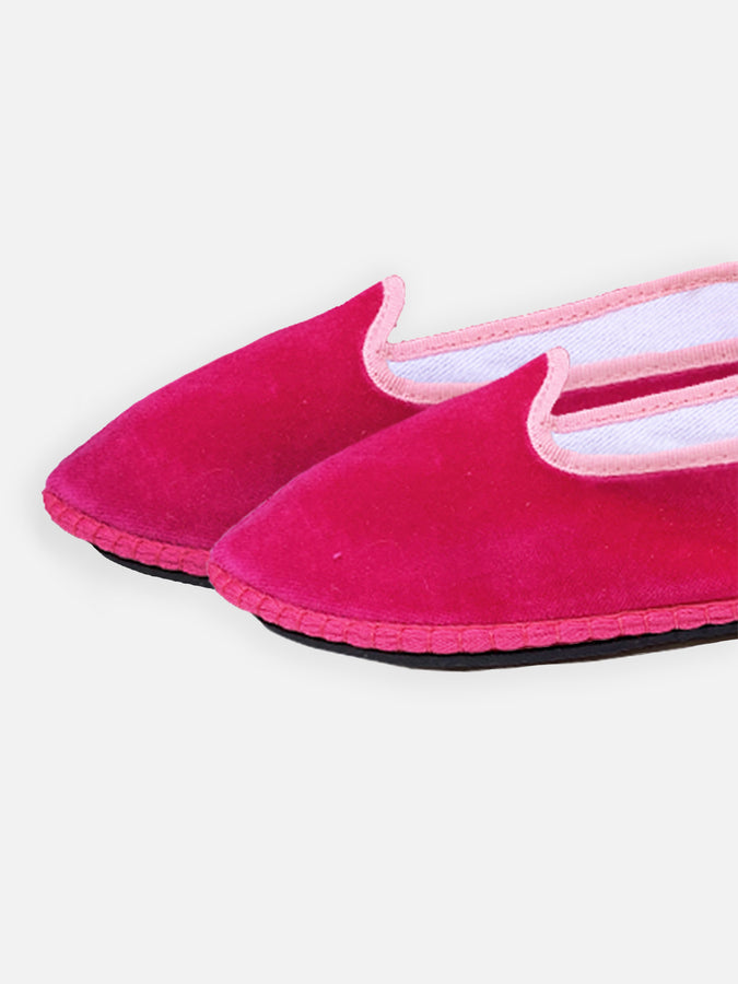 Mc2 Saint Barth Pantofole Friulane In Velluto Fucsia