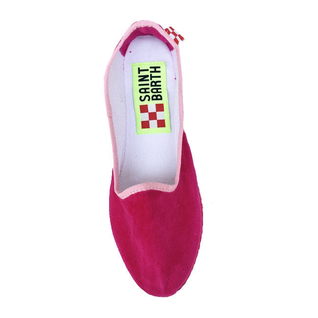 Mc2 Saint Barth Pantofole Friulane In Velluto Fucsia