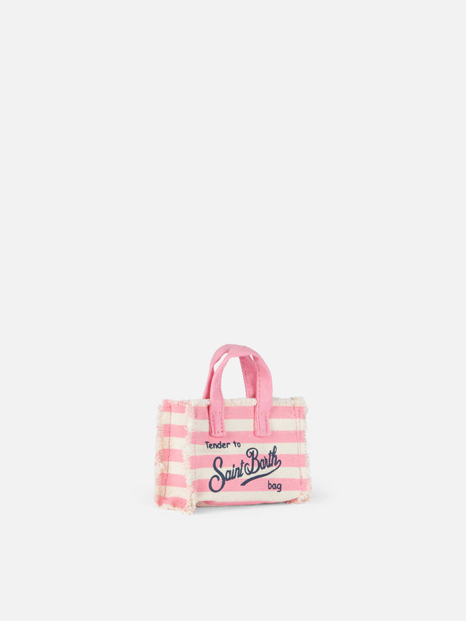 Mc2 Saint Barth Pink Striped Cotton Canvas Key Holder