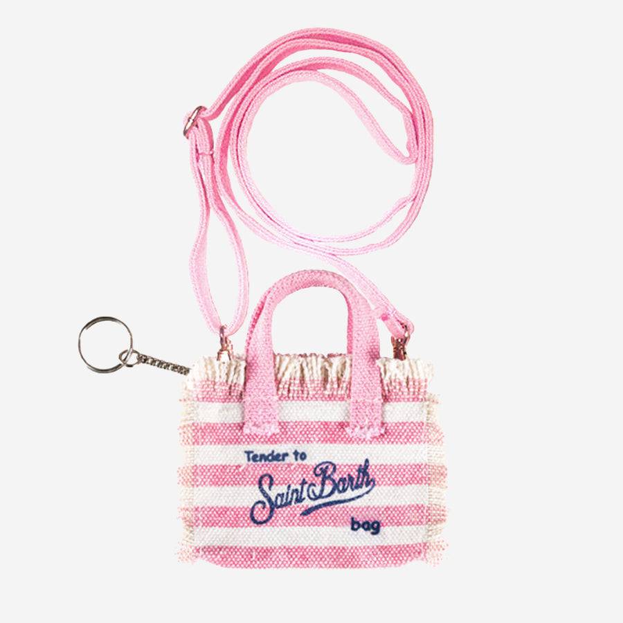 Mc2 Saint Barth Pink Striped Cotton Canvas Key Holder