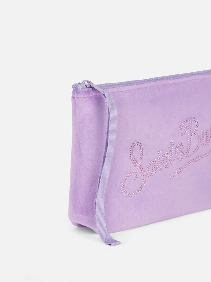 Mc2 Saint Barth Pochette Aline In Ciniglia Lilla Con Strass