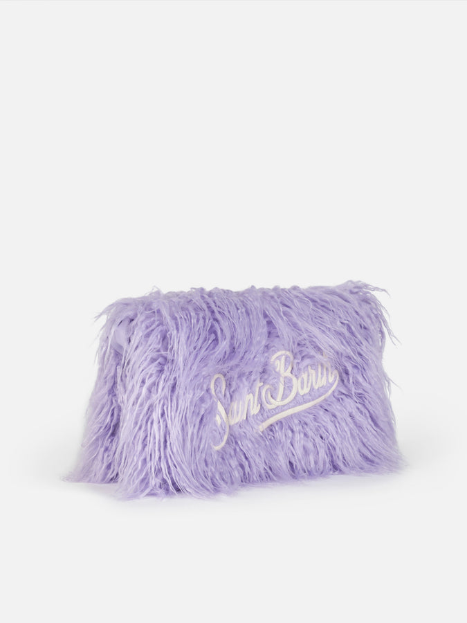 Mc2 Saint Barth Pochette Mildred In Pelo Lilla Con Ricamo Saint Barth