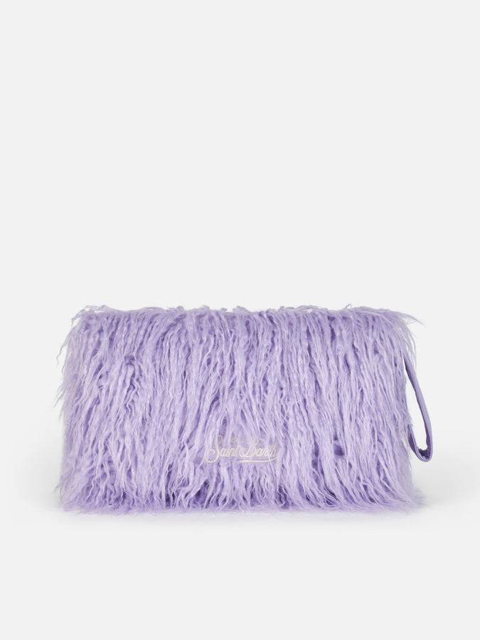 Mc2 Saint Barth Pochette Mildred In Pelo Lilla Con Ricamo Saint Barth