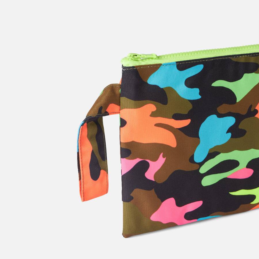 Mc2 Saint Barth Pochette Pareasy In Nylon Con Stampa Camouflage Fluo