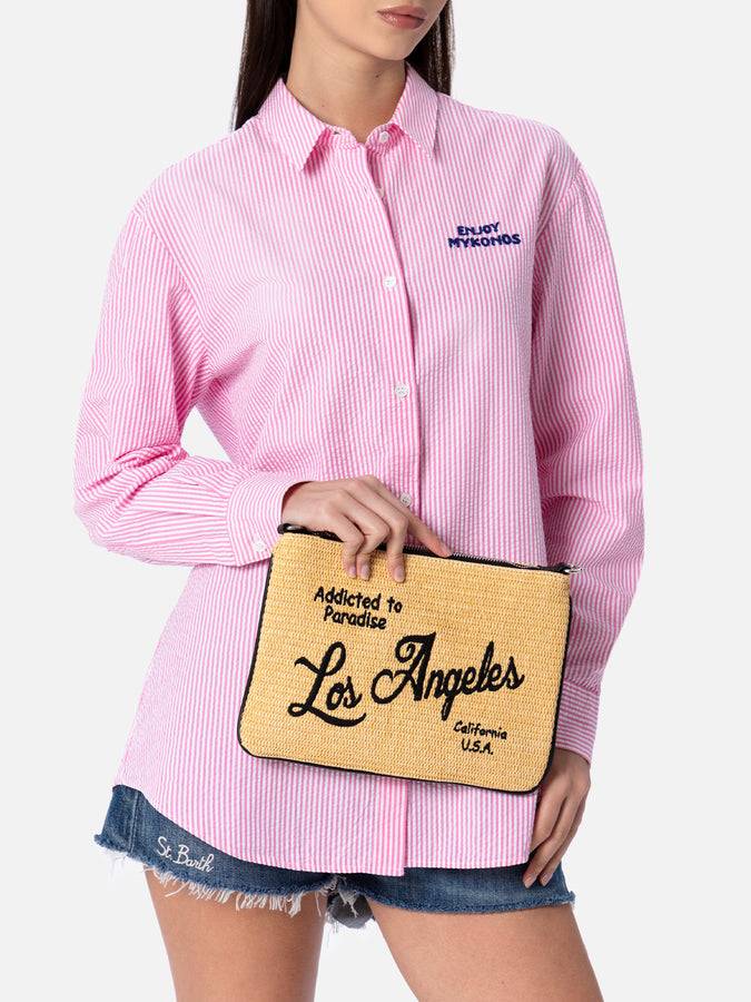 Mc2 Saint Barth Pochette Parisienne In Paglia Con Ricamo Los Angeles