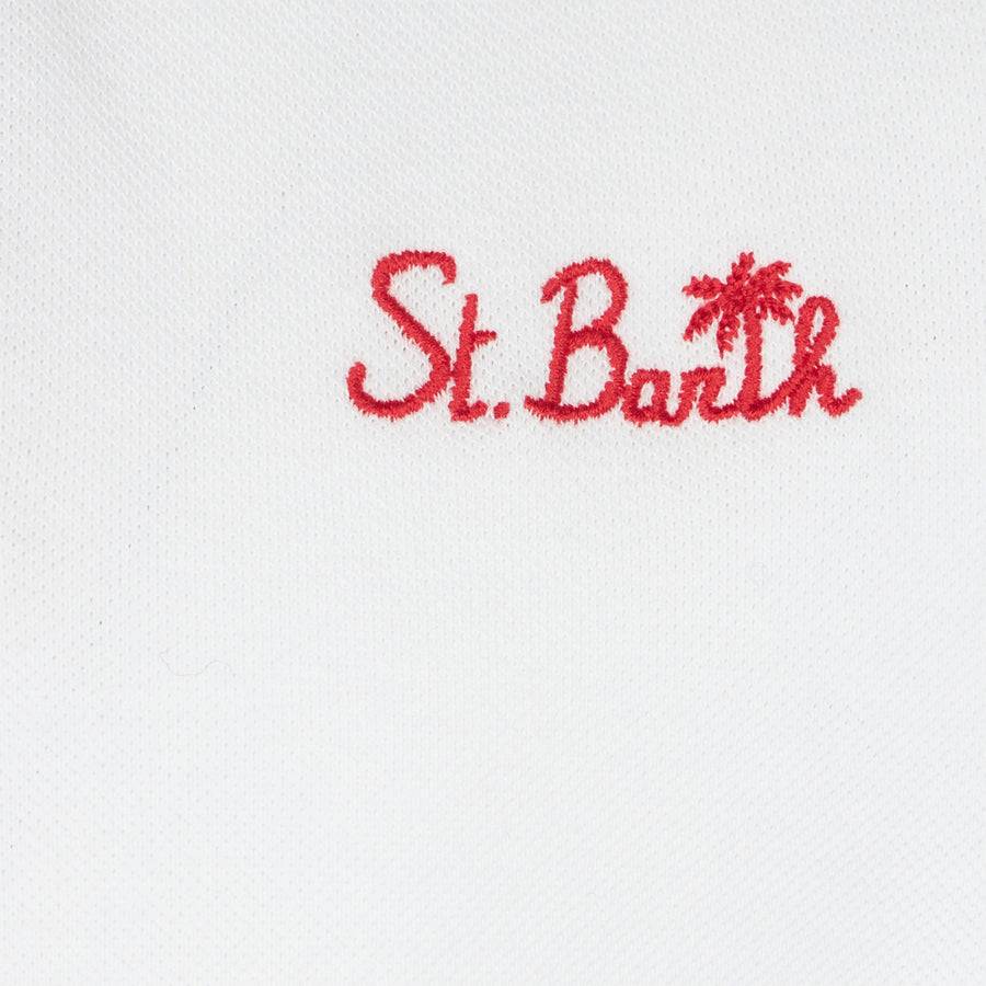 Mc2 Saint Barth Polo Bianca Da Bambino In Piquet Con Ricami