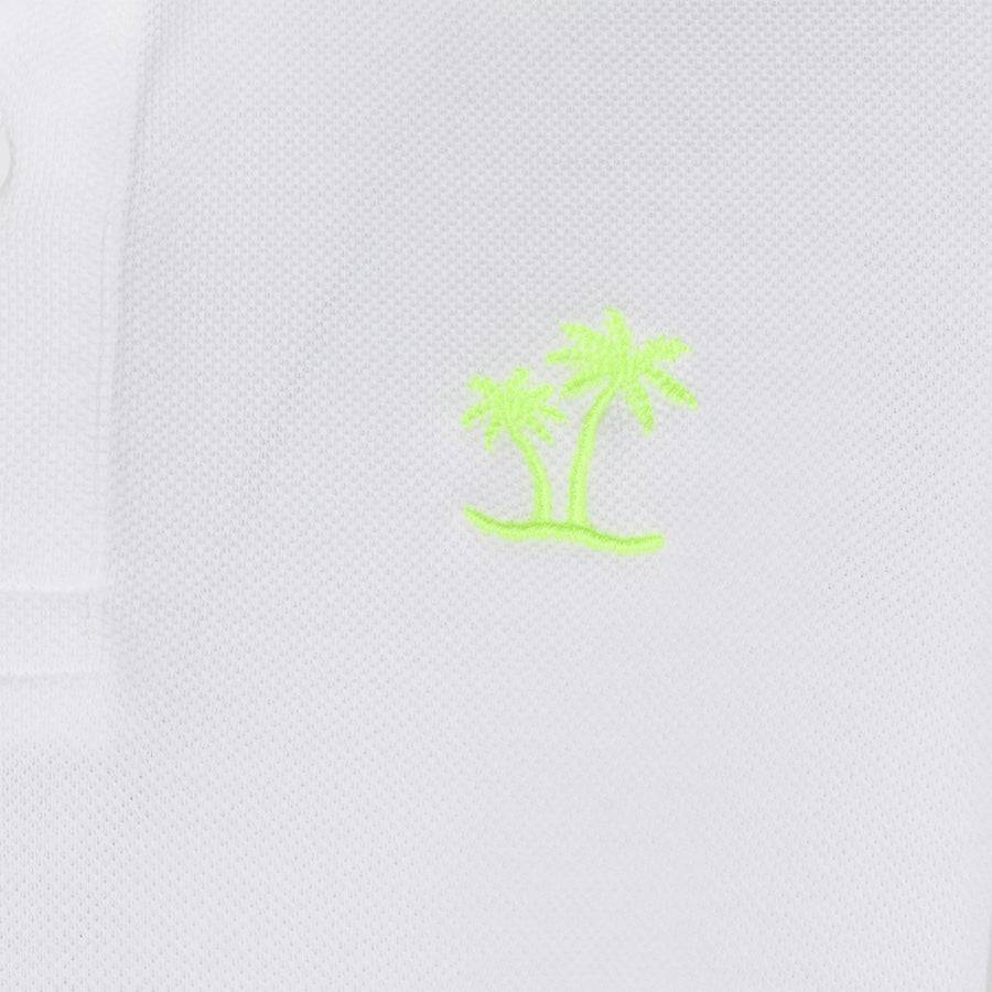 Mc2 Saint Barth Polo Da Bambino In Piquet Bianco Con Logo St. Barth Giallo Fluo