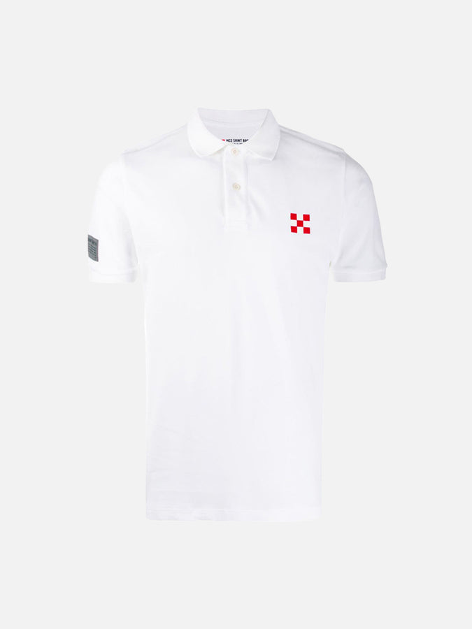 Mc2 Saint Barth Polo da bambino in piquet con ricamo davanti e stampa dietro