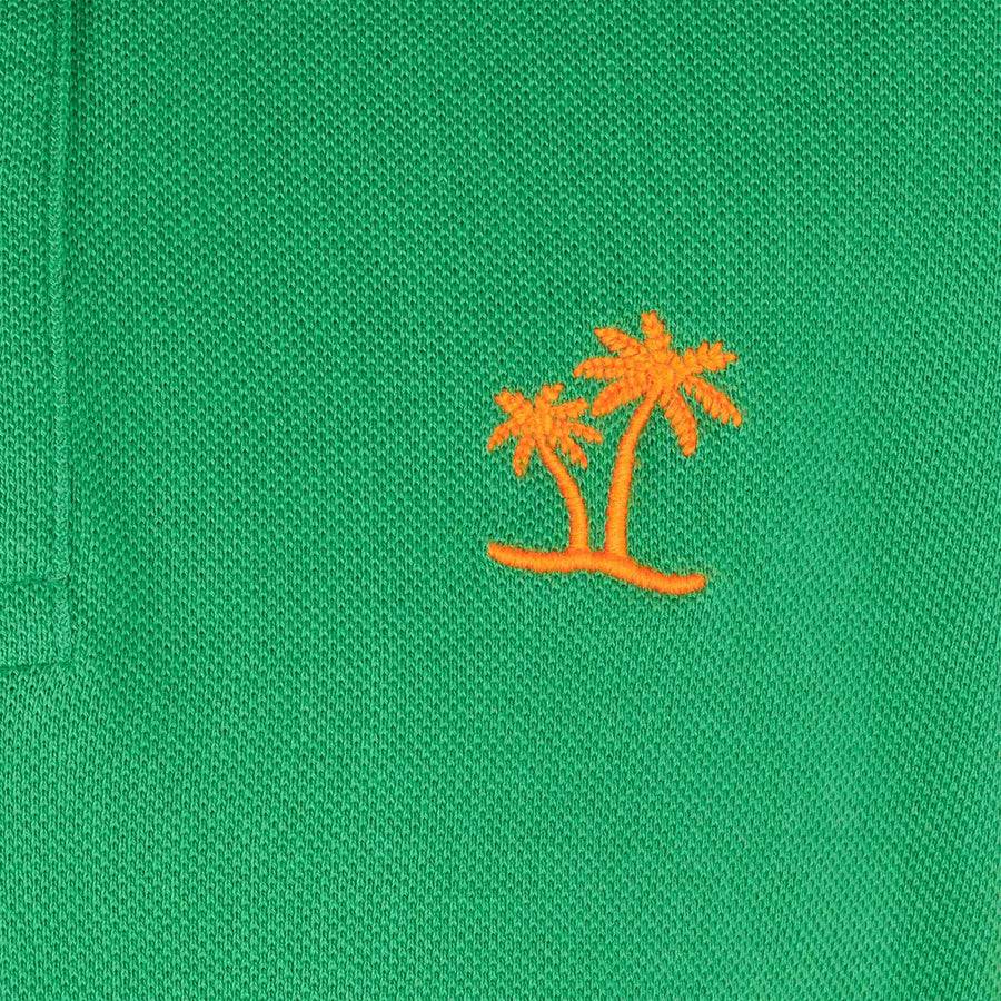 Mc2 Saint Barth Polo Da Bambino In Piquet Verde Con Logo St. Barth Arancione