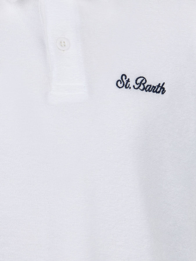 Mc2 Saint Barth Polo Da Bambino In Spugna Bianca Jeremy Jr