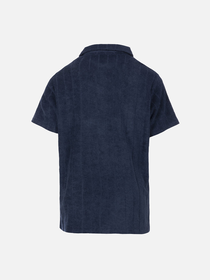 Mc2 Saint Barth Polo Da Bambino In Spugna Blu Navy Jeremy Jr Con Motivo A Righe In Rilievo