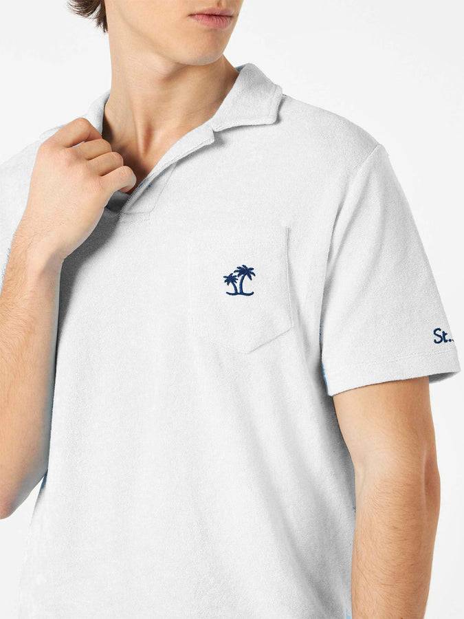 Mc2 Saint Barth Polo Da Uomo Bianca In Spugna Di Cotone