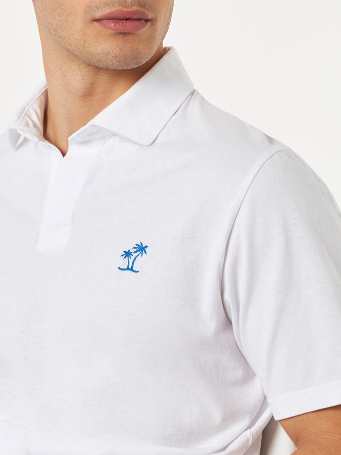 Mc2 Saint Barth Polo Da Uomo In Jersey Di Cotone Bianco