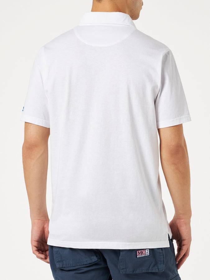 Mc2 Saint Barth Polo Da Uomo In Jersey Di Cotone Bianco