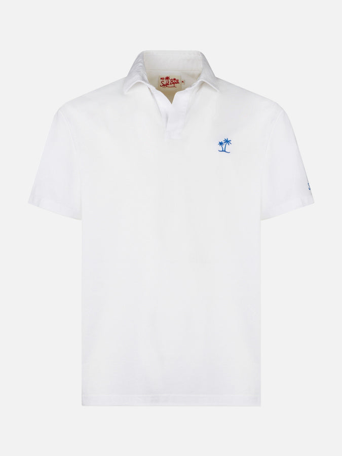 Mc2 Saint Barth Polo Da Uomo In Jersey Di Cotone Bianco