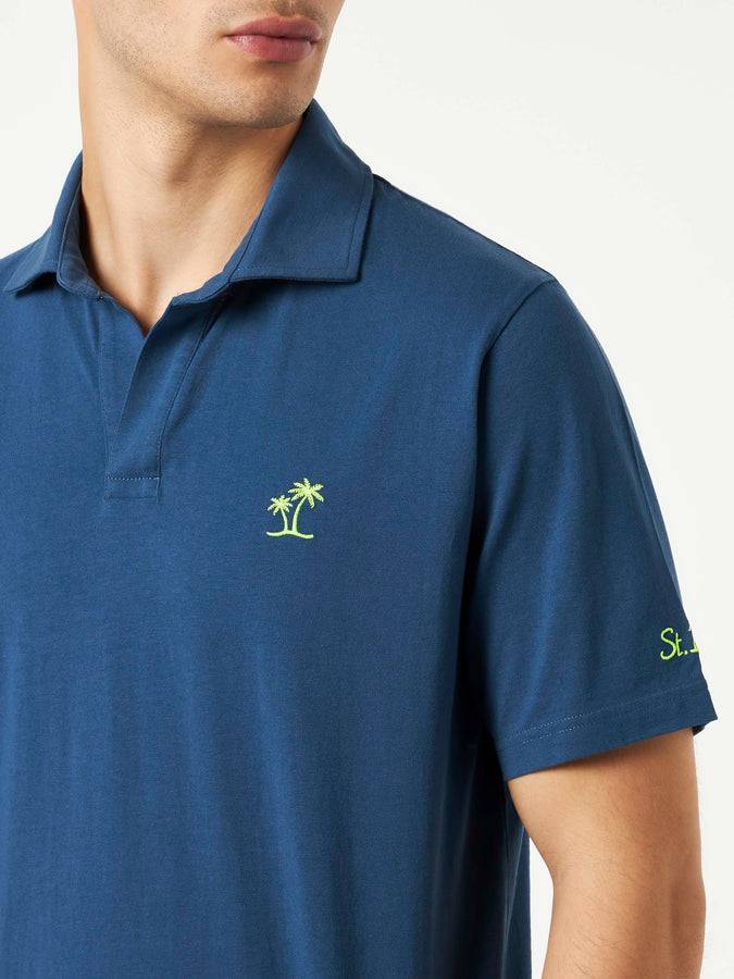 Mc2 Saint Barth Polo Da Uomo In Jersey Di Cotone Blu Navy