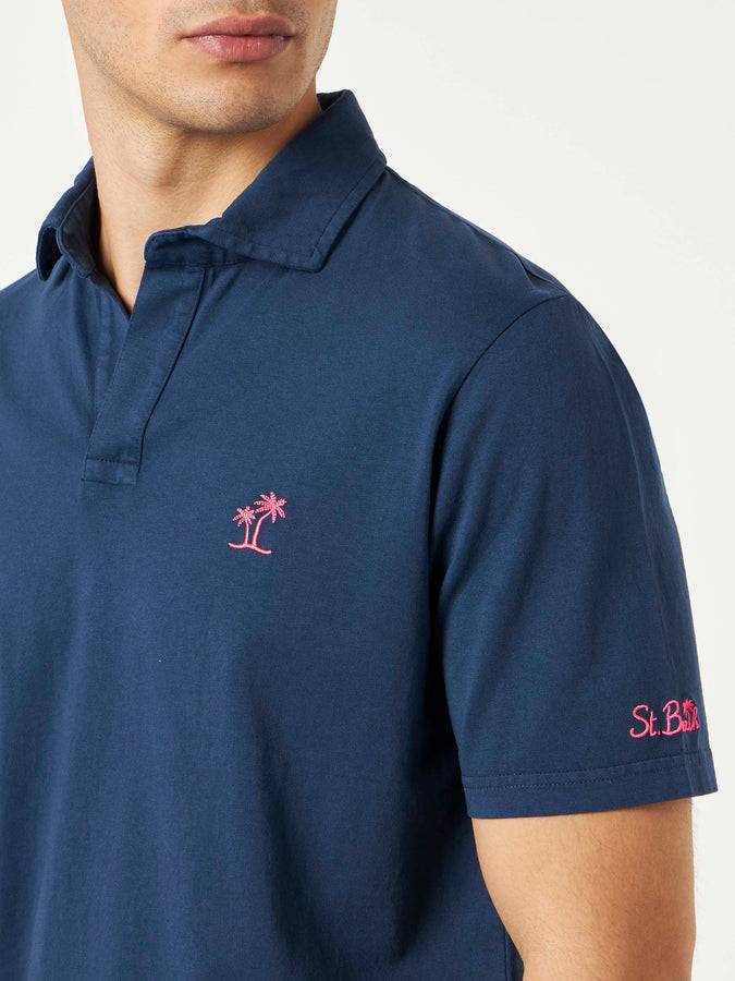 Mc2 Saint Barth Polo Da Uomo In Jersey Di Cotone Blu Navy