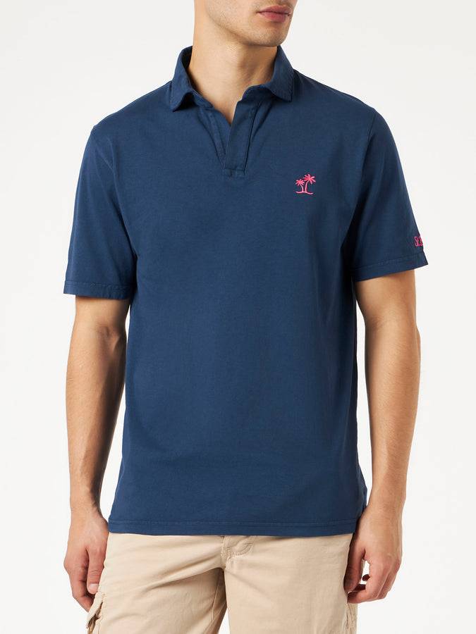 Mc2 Saint Barth Polo da uomo in jersey di cotone blu navy