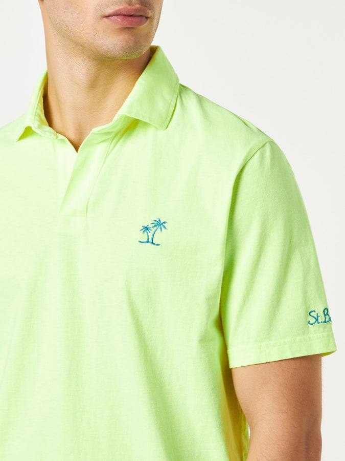 Mc2 Saint Barth Polo Da Uomo In Jersey Di Cotone Giallo Fluo