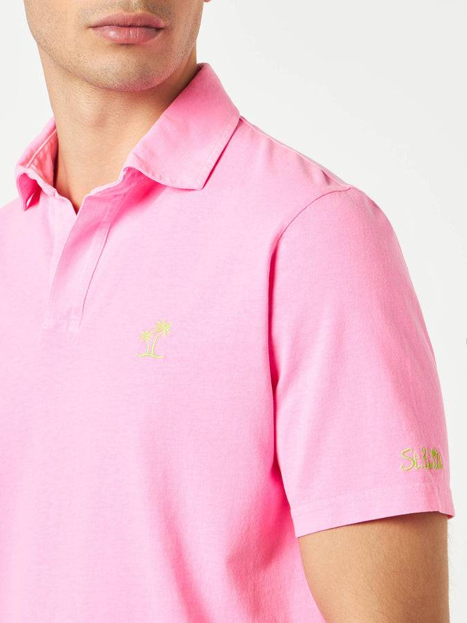 Mc2 Saint Barth Polo Da Uomo In Jersey Di Cotone Rosa Fluo