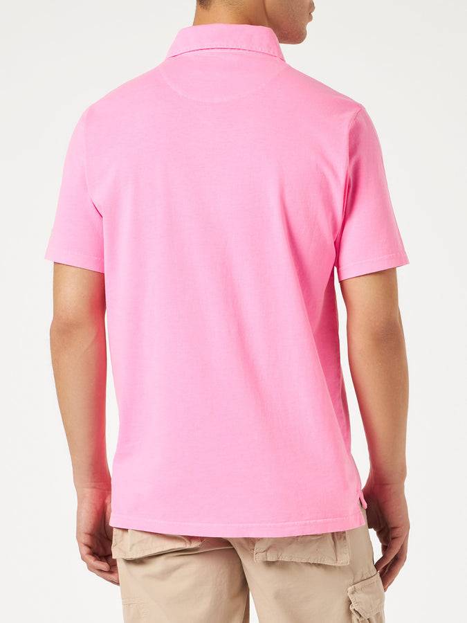 Mc2 Saint Barth Polo Da Uomo In Jersey Di Cotone Rosa Fluo