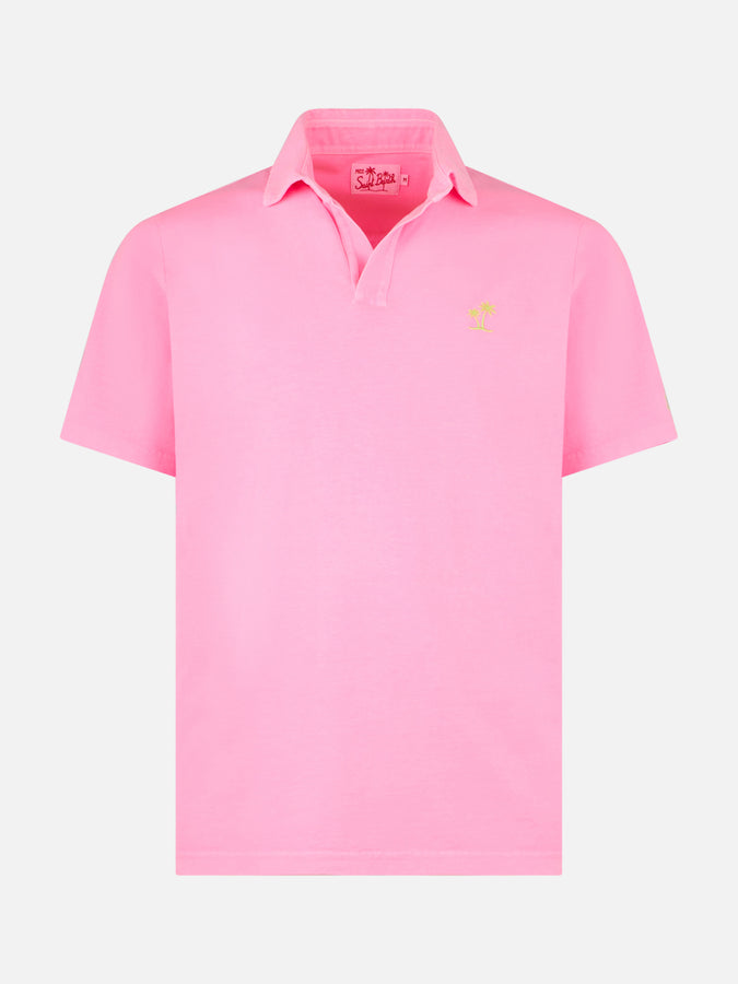 Mc2 Saint Barth Polo Da Uomo In Jersey Di Cotone Rosa Fluo
