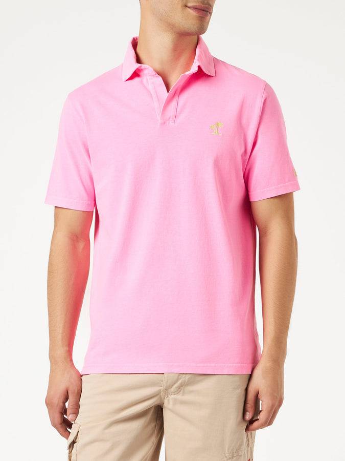 Mc2 Saint Barth Polo da uomo in jersey di cotone rosa fluo