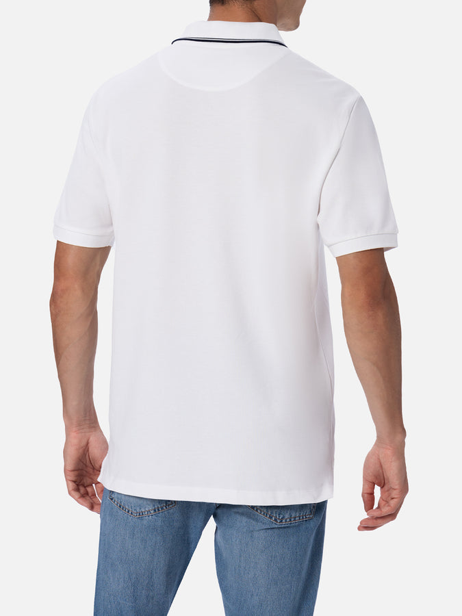 Mc2 Saint Barth Polo Da Uomo In Piquet Di Cotone Bianco Beverly Hills