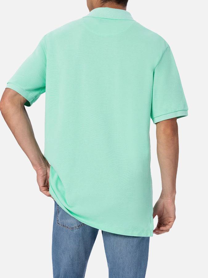 Mc2 Saint Barth Polo Da Uomo In Piquet Di Cotone Verde Acqua Beverly Hills
