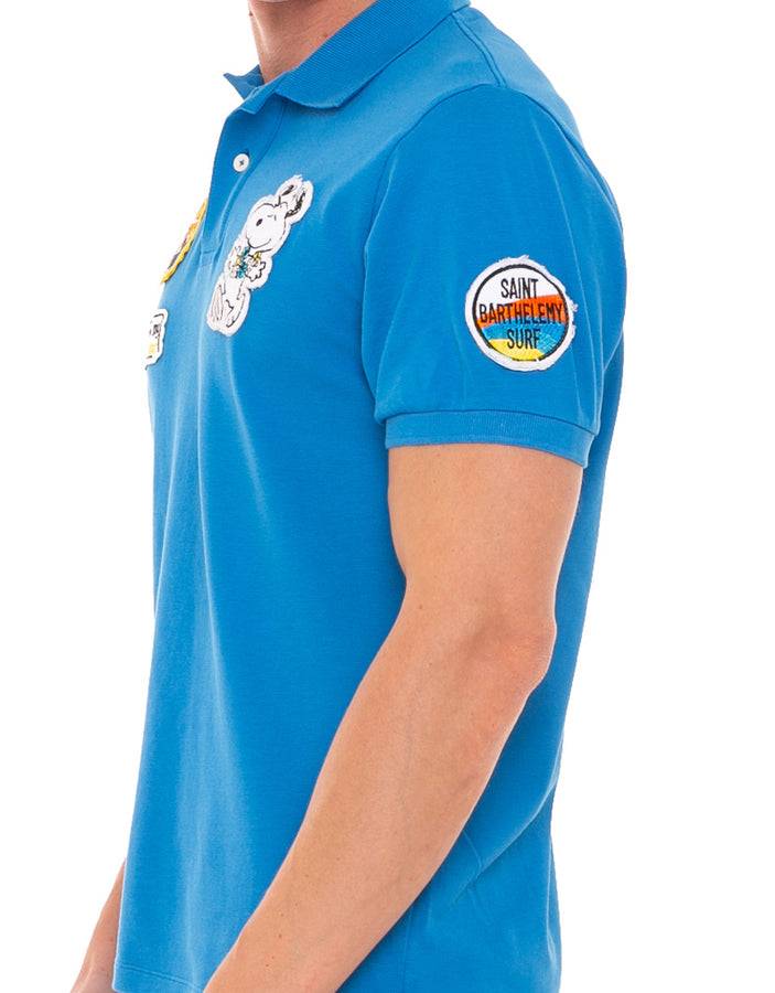 Mc2 Saint Barth Polo Da Uomo In Piquet Stretch Con Patch Snoopy | SNOOPY - EDIZIONE SPECIALE PEANUTS™