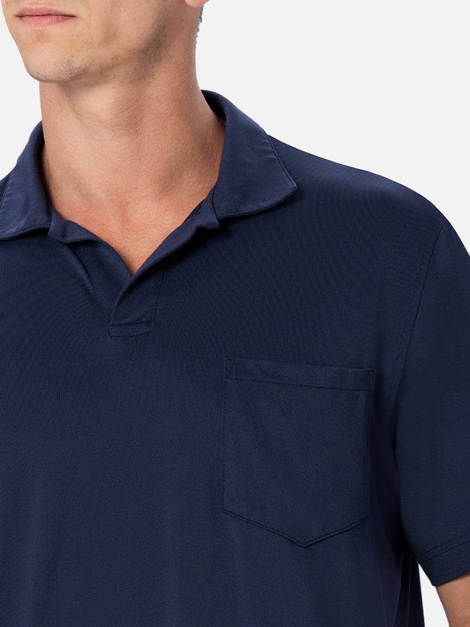 Mc2 Saint Barth Polo Da Uomo In Piquet Tecnico Blu Navy Camber