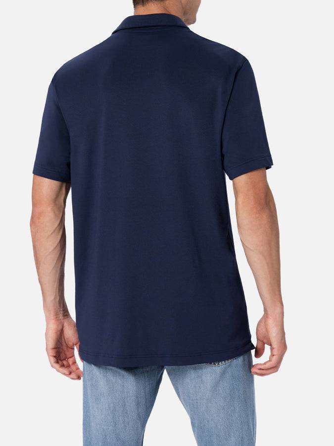 Mc2 Saint Barth Polo Da Uomo In Piquet Tecnico Blu Navy Camber
