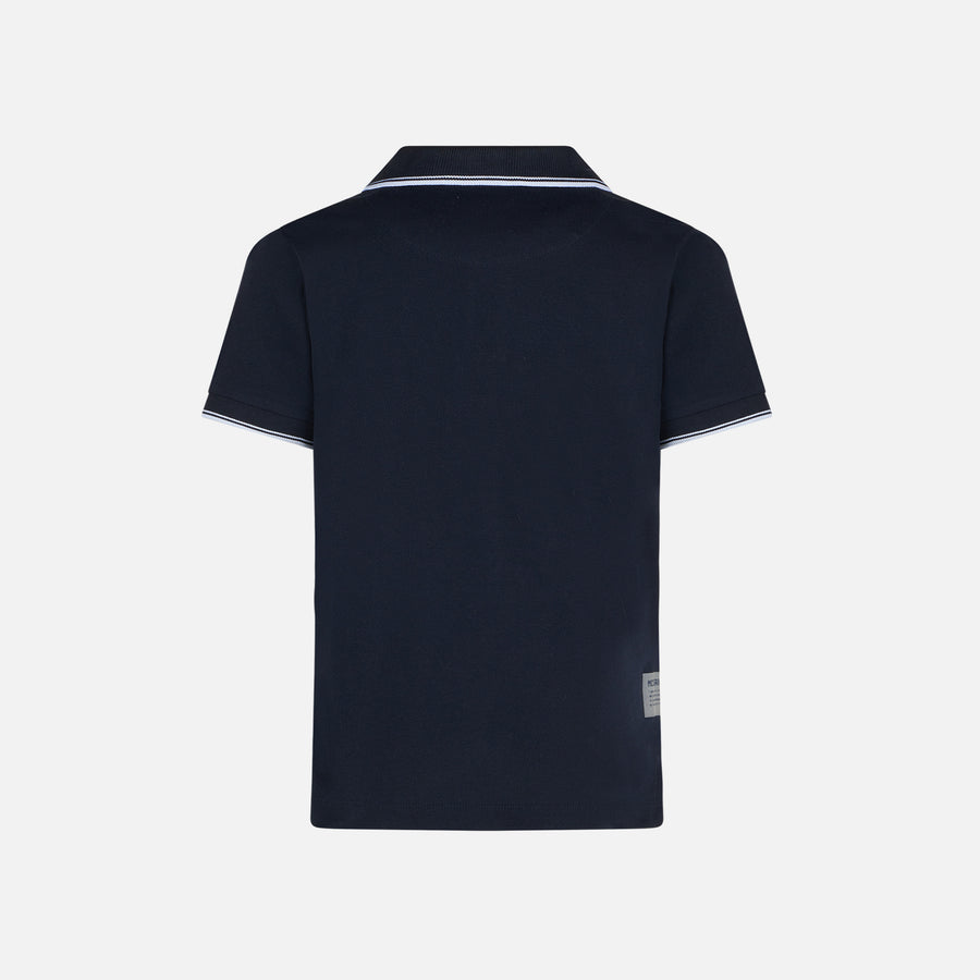 Mc2 Saint Barth Polo In Piquet Blu Con Logo St. Barth