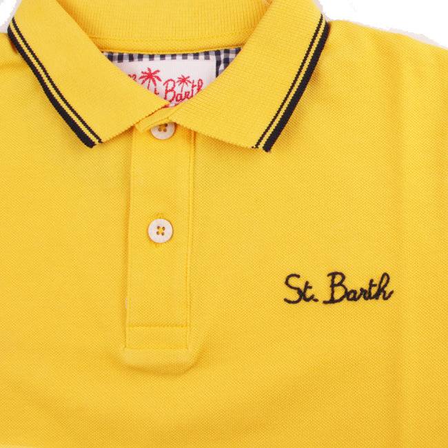 Mc2 Saint Barth Polo In Piquet Elasticizzato Con Ricamo Frontale