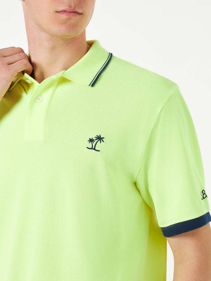 Mc2 Saint Barth Polo In Piquet Giallo Fluo Con Logo St. Barth