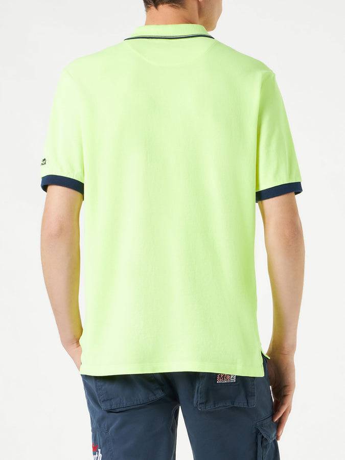 Mc2 Saint Barth Polo In Piquet Giallo Fluo Con Logo St. Barth